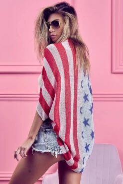 BiBi American Flag Theme Cocoon Knit Cardigan -Little Loom Store 954de0818c3541b1b03b9ec738931afa Max Origin