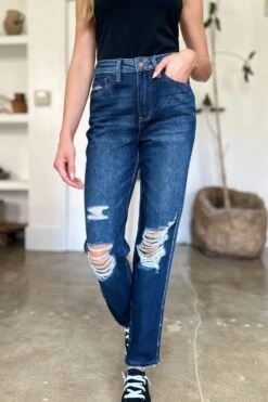 Judy Blue Full Size High Waist Rigid Magic Heavy Destroy Straight Jeans -Little Loom Store 9566d8e6 3db6 494b 839d 3dc7451685a6 Max