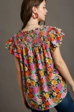 Umgee Full Size Floral Printed Smocked Top Plus Size -Little Loom Store 956e8227 979b 4bf5 bbb8 45a5598b7127 Min