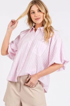 Mittoshop Button Down Striped Puff Sleeve Shirt -Little Loom Store 95eca23d 8e70 4acc 876e e977c73c42f5 Min