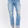 Judy Blue Full Size Distressed Straight Jeans With Patch Pockets