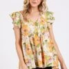 Mittoshop Floral V-Neck Ruffled Cap Sleeve Blouse -Little Loom Store 967d51c5 7574 448f b089 7590fa007c59 Min