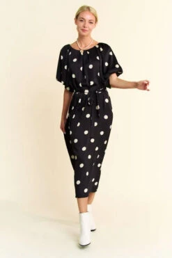 Davi & Dani Polka Dot Puff Sleeves Waist Tie Midi Dress 20 Davi & Dani Polka Dot Puff Sleeves Waist Tie Midi Dress -Little Loom Store 96ac96e66cad4815a6a1b70990e2c583 Max Origin