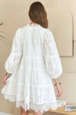 ADORA Lace Detail Tiered Eyelet V-Neck Babydoll Dress -Little Loom Store 96e880be 9810 4a75 8d8b d964bcad722d Min