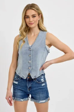 RISEN V-Neck Button Down Vest -Little Loom Store 971104565038409d945af7a1e35e8a36 Max Origin