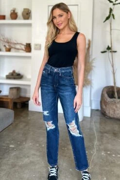 Judy Blue Full Size High Waist Rigid Magic Heavy Destroy Straight Jeans -Little Loom Store 97b0cbed 5325 487b 969d f86e6a4132ed Max