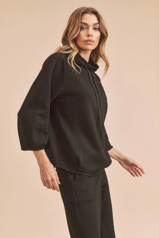 Aemi + Co Lightweight Drawstring Mock Neck Sweatshirt 4 Aemi + Co Lightweight Drawstring Mock Neck Sweatshirt - Image 2