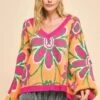 Davi & Dani Floral Contrast V-Neck Dropped Shoulder Sweater -Little Loom Store 9a9fe95f 9f94 43f0 9f0e 951cfbf802ba Max