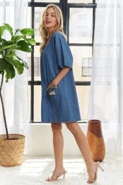 ADORA V-Neck Half Sleeve Mini Denim Dress -Little Loom Store 9b1e362b 6055 4bd8 b9e9 c2e6107db9eb Min