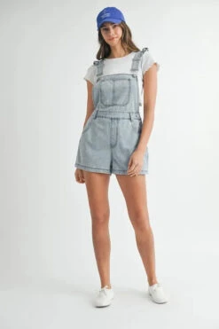 MABLE Square Neck Ruffle Shoulder Denim Overall Romper -Little Loom Store 9d265229e0264f3b9c39deaf2cc3dba6 Max Origin