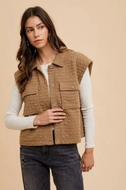 Annie Wear Puzzle Quilted Snap Down Vest Coat -Little Loom Store 9def1d20 89c0 47dd bd51 e06a99303cec Max
