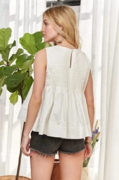 ADORA Pleated Round Neck Tank -Little Loom Store 9e9050cc48a343a7b3efef9a0784db85 Max Origin