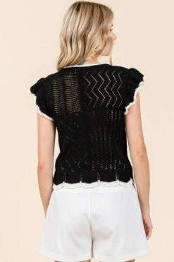 Mittoshop Openwork Contrast Trim Ruffled Cap Sleeve Knit Top -Little Loom Store 9ef8e25c 4591 4da5 9aa2 6b33968c6ba5 Min