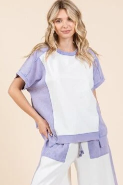 Mittoshop Oversized Color Block Short Sleeve T-Shirt