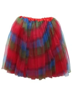 Rainbow Red Tutu Skirt For Women – 3-Layer Tulle Ballet Skirt For Costume, Dress-Up, Dance, & Cosplay