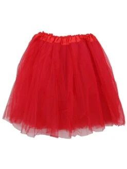Red Tutu Skirt For Women – 3-Layer Tulle Ballet Skirt For Costume, Dress-Up, Dance, & Cosplay -Little Loom Store Adult Red 1