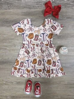 All-American Day At The Ballpark Girls Baseball Dress