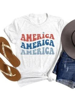 America America America Patriotic T-Shirt -Little Loom Store AmericaAsh