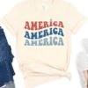 America America America Patriotic T-Shirt -Little Loom Store AmericaNatural