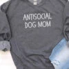 Antisocial Dog Mom Unisex Heavy Blend™ Crewneck Sweatshirt - Many Colors -Little Loom Store AntisocialDogMomDarkHeather