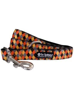 Orange Fall Plaid Argyle Cute & Trendy 5' Nylon Dog Leash
