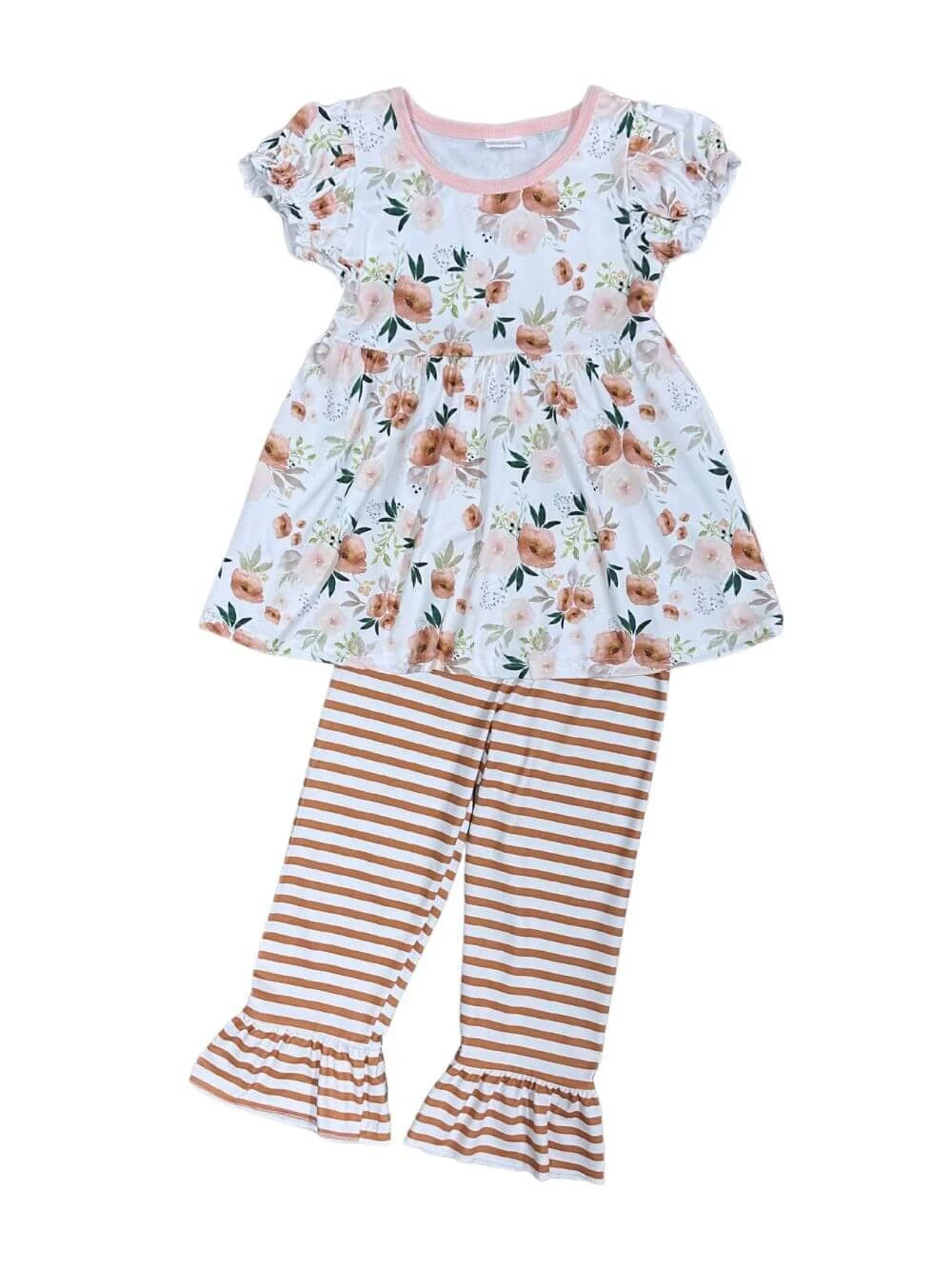 Autumn Beauty Girls Short Sleeve Fall Floral Outfit 4 Autumn Beauty Girls Short Sleeve Fall Floral Outfit - Image 2