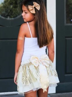 Gold Yellow Princess Costume Sequin Tutu Skirt In Kid, Adult, Or Plus Size -Little Loom Store BR Belle Tutu s 1