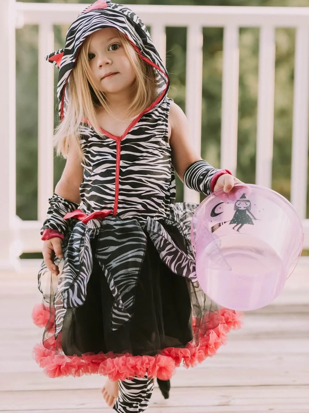 Zebra Costume, Hot Pink & Black Zebra Deluxe Hoodie Halloween Dress Up For Girls 4 Zebra Costume, Hot Pink & Black Zebra Deluxe Hoodie Halloween Dress Up For Girls - Image 2