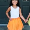 Neon Orange Tutu Skirt For Girls – 3-Layer Tulle Ballet, Dance, And Dress-Up Costume Skirt -Little Loom Store BR Orange Tutu s 1