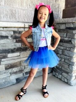Royal Blue Tutu Skirt For Girls – 3-Layer Tulle Ballet, Dance, And Dress-Up Costume Skirt -Little Loom Store BR Royal Tutu Ava s 1