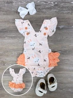 Baby Bunny Ruffle Easter Bubble Romper