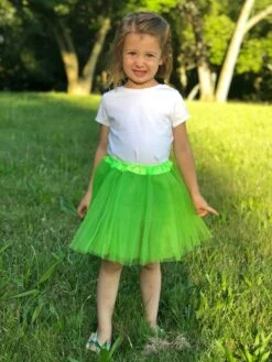 Lime Green Tutu Skirt For Girls – 3-Layer Tulle Ballet, Dance, And Dress-Up Costume Skirt