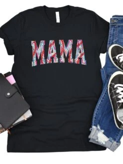 Baseball Mama Stitch Design Mom Graphic T-Shirt 20 Baseball Mama Stitch Design Mom Graphic T-Shirt -Little Loom Store BaseballMamaBlack