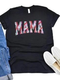 Baseball Mama Stitch Design Mom Graphic T-Shirt 22 Baseball Mama Stitch Design Mom Graphic T-Shirt -Little Loom Store BaseballMamaHeatherBlack