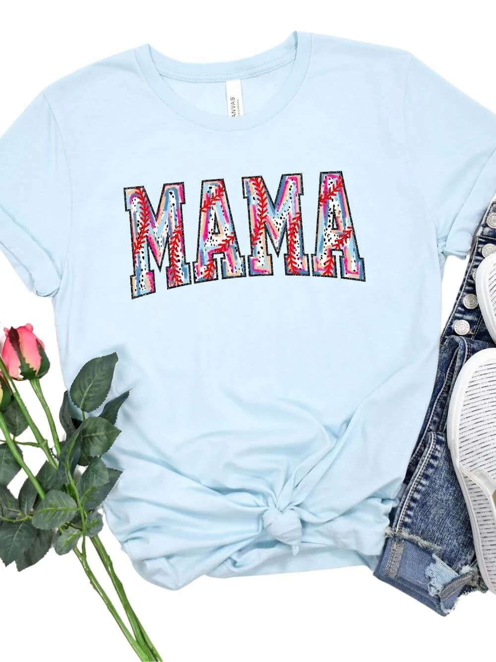 Baseball Mama Stitch Design Mom Graphic T-Shirt 4 Baseball Mama Stitch Design Mom Graphic T-Shirt - Image 2