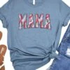 Baseball Mama Stitch Design Mom Graphic T-Shirt -Little Loom Store BaseballMamaHeatherSlate