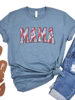 Baseball Mama Stitch Design Mom Graphic T-Shirt