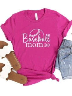Baseball Mom T-Shirt In 12 Team Colors -Little Loom Store BaseballMom1Berry