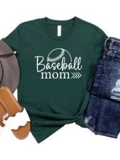 Baseball Mom T-Shirt In 12 Team Colors -Little Loom Store BaseballMom1Forest