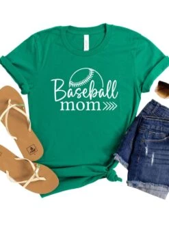 Baseball Mom T-Shirt In 12 Team Colors -Little Loom Store BaseballMom1Kelly