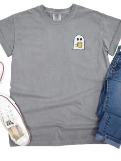 Beer Ghost Comfort Colors Embroidered Unisex T-Shirt