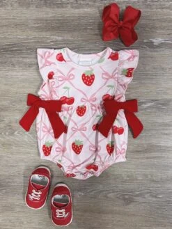 Berries & Bows Girls Ruffle Baby Bubble Romper