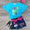 Birthday Girl Rainbow Flutter Sequin Denim Patch Girls Outfit 2 Birthday Girl Rainbow Flutter Sequin Denim Patch Girls Outfit -Little Loom Store BirthdayGirlRainbowFlutterSequinDenimPatchGirlsOutfit