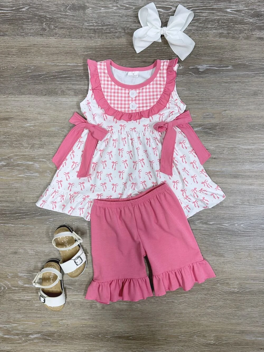 Blushing Bows Girls Coquette Tunic Top & Shorts Outfit 3 Blushing Bows Girls Coquette Tunic Top & Shorts Outfit