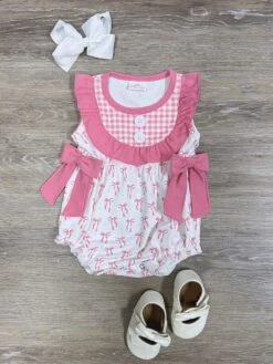 Blushing Bows Girls Coquette Baby Bubble Romper