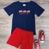 God Bless The USA Boys Flag Shirt & Short Set