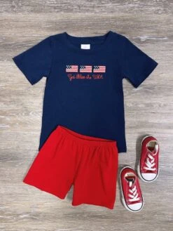 God Bless The USA Boys Flag Shirt & Short Set