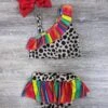 Bright Stripes & Animal Print 2 Piece Girls Skirted Swimsuit Set -Little Loom Store BrightStripes AnimalPrint2PieceGirlsSkirtedSwimsuitSet