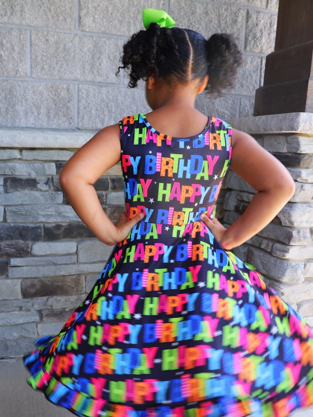 Happy Happy Birthday Rainbow Black Tank Girls Skater Dress 8 Happy Happy Birthday Rainbow Black Tank Girls Skater Dress - Image 6