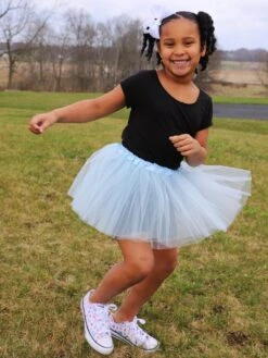 Light Aqua Blue Tutu Skirt For Girls – 3-Layer Tulle Ballet, Dance, And Dress-Up Costume Skirt